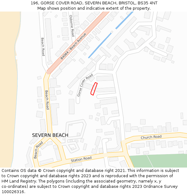 196, GORSE COVER ROAD, SEVERN BEACH, BRISTOL, BS35 4NT: Location map and indicative extent of plot