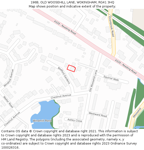 196B, OLD WOOSEHILL LANE, WOKINGHAM, RG41 3HQ: Location map and indicative extent of plot