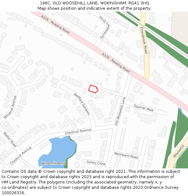 196C, OLD WOOSEHILL LANE, WOKINGHAM, RG41 3HQ: Location map and indicative extent of plot