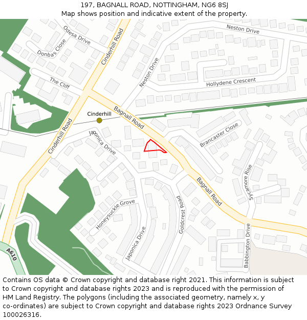 197, BAGNALL ROAD, NOTTINGHAM, NG6 8SJ: Location map and indicative extent of plot
