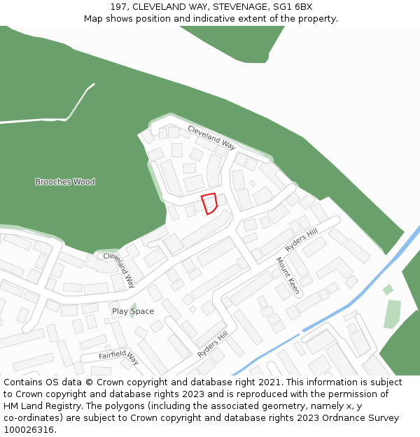 197, CLEVELAND WAY, STEVENAGE, SG1 6BX: Location map and indicative extent of plot