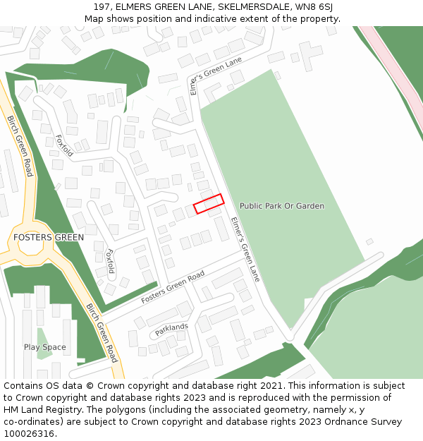 197, ELMERS GREEN LANE, SKELMERSDALE, WN8 6SJ: Location map and indicative extent of plot