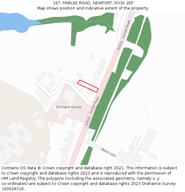 197, FAIRLEE ROAD, NEWPORT, PO30 2EP: Location map and indicative extent of plot