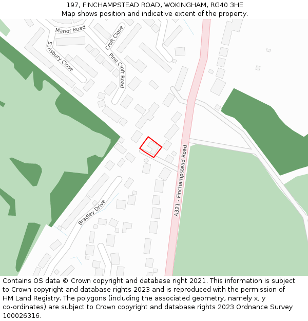 197, FINCHAMPSTEAD ROAD, WOKINGHAM, RG40 3HE: Location map and indicative extent of plot