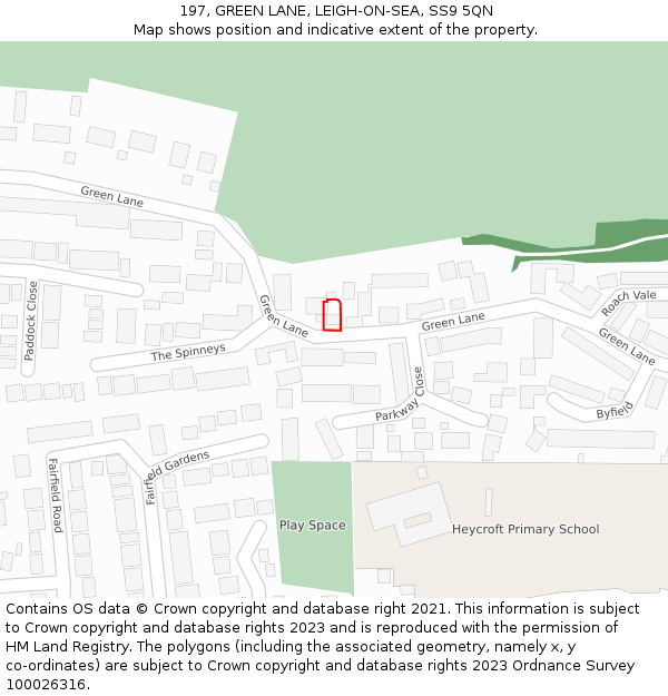 197, GREEN LANE, LEIGH-ON-SEA, SS9 5QN: Location map and indicative extent of plot