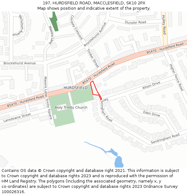 197, HURDSFIELD ROAD, MACCLESFIELD, SK10 2PX: Location map and indicative extent of plot