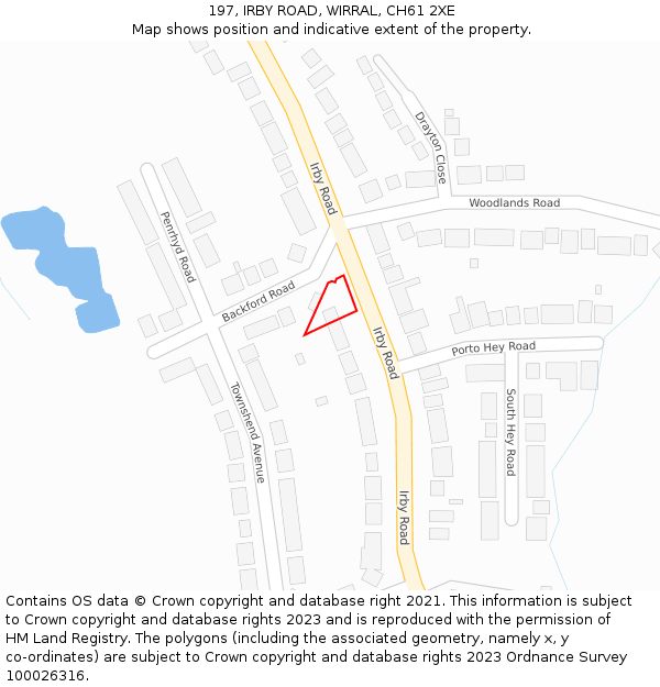 197, IRBY ROAD, WIRRAL, CH61 2XE: Location map and indicative extent of plot