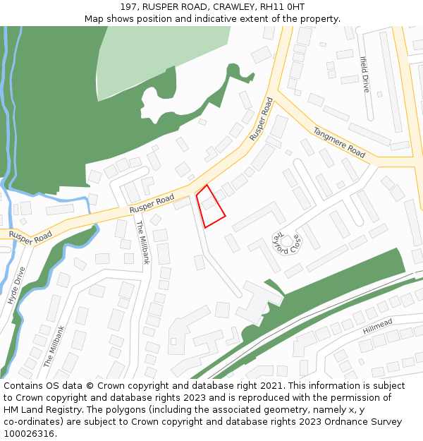 197, RUSPER ROAD, CRAWLEY, RH11 0HT: Location map and indicative extent of plot