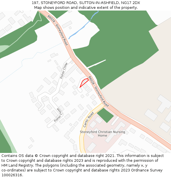 197, STONEYFORD ROAD, SUTTON-IN-ASHFIELD, NG17 2DX: Location map and indicative extent of plot