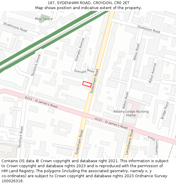 197, SYDENHAM ROAD, CROYDON, CR0 2ET: Location map and indicative extent of plot