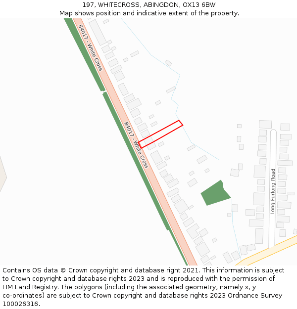 197, WHITECROSS, ABINGDON, OX13 6BW: Location map and indicative extent of plot