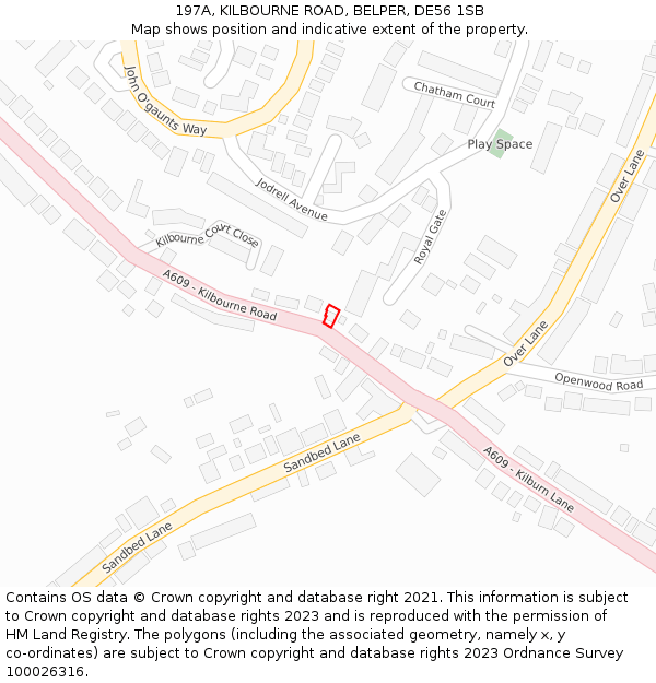 197A, KILBOURNE ROAD, BELPER, DE56 1SB: Location map and indicative extent of plot