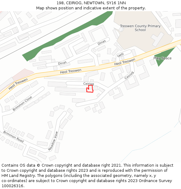 198, CEIRIOG, NEWTOWN, SY16 1NN: Location map and indicative extent of plot