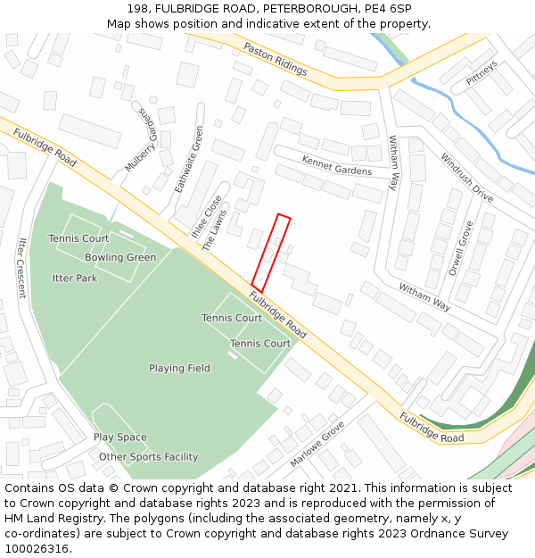 198, FULBRIDGE ROAD, PETERBOROUGH, PE4 6SP: Location map and indicative extent of plot