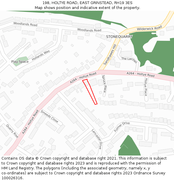 198, HOLTYE ROAD, EAST GRINSTEAD, RH19 3ES: Location map and indicative extent of plot