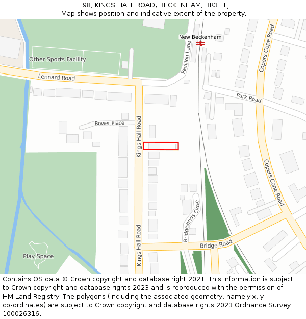 198, KINGS HALL ROAD, BECKENHAM, BR3 1LJ: Location map and indicative extent of plot