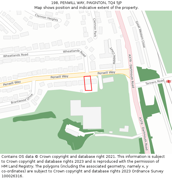 198, PENWILL WAY, PAIGNTON, TQ4 5JP: Location map and indicative extent of plot
