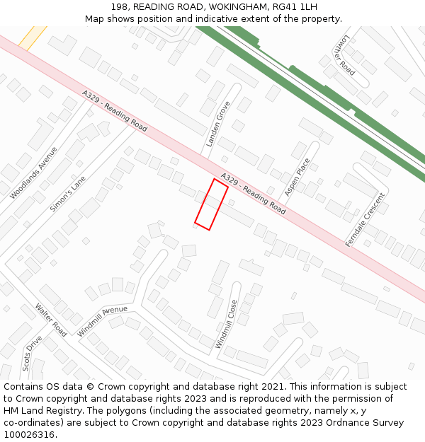 198, READING ROAD, WOKINGHAM, RG41 1LH: Location map and indicative extent of plot