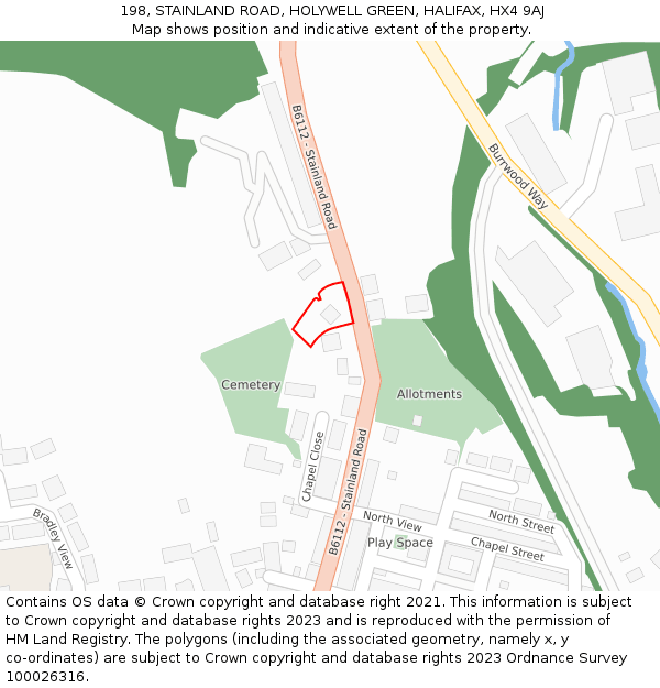 198, STAINLAND ROAD, HOLYWELL GREEN, HALIFAX, HX4 9AJ: Location map and indicative extent of plot