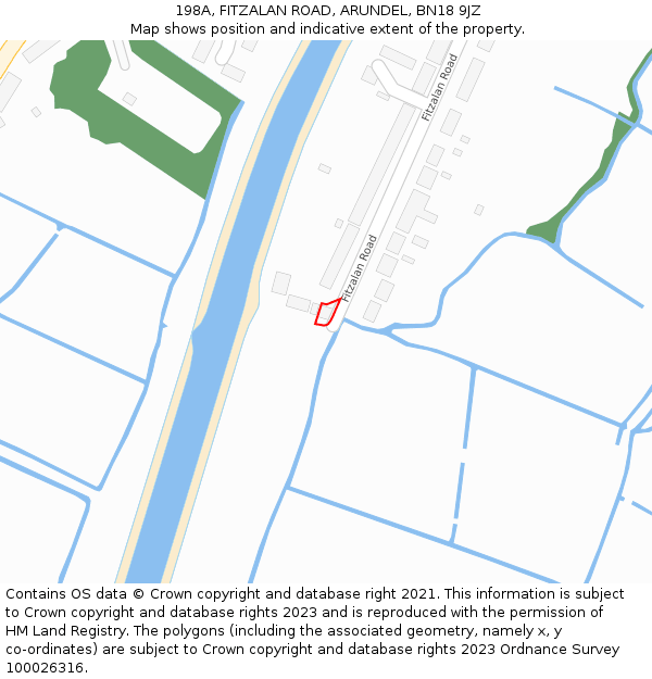 198A, FITZALAN ROAD, ARUNDEL, BN18 9JZ: Location map and indicative extent of plot