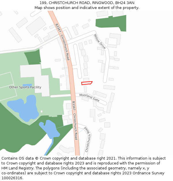 199, CHRISTCHURCH ROAD, RINGWOOD, BH24 3AN: Location map and indicative extent of plot