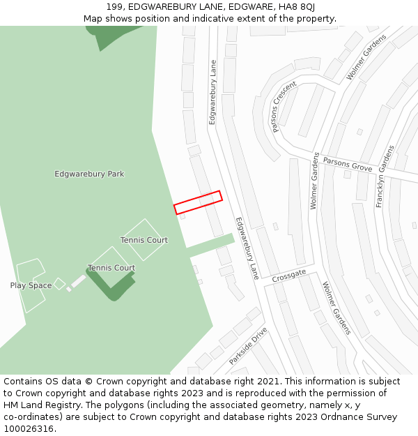 199, EDGWAREBURY LANE, EDGWARE, HA8 8QJ: Location map and indicative extent of plot