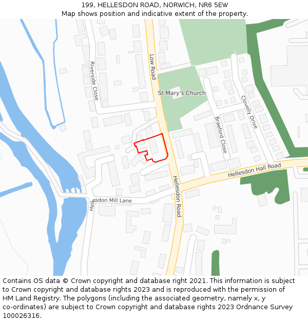 199, HELLESDON ROAD, NORWICH, NR6 5EW: Location map and indicative extent of plot