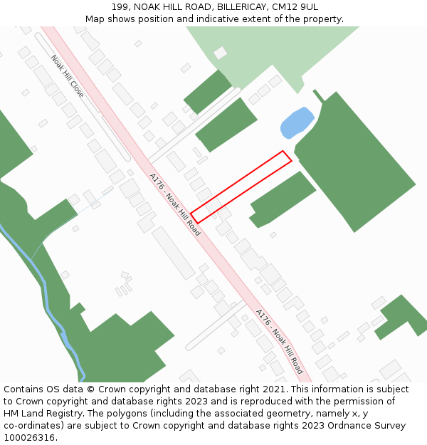199, NOAK HILL ROAD, BILLERICAY, CM12 9UL: Location map and indicative extent of plot