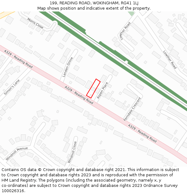 199, READING ROAD, WOKINGHAM, RG41 1LJ: Location map and indicative extent of plot