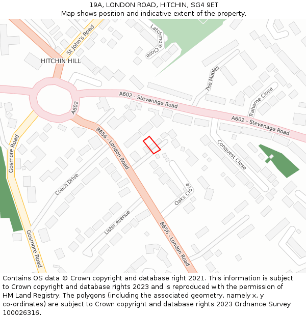 19A, LONDON ROAD, HITCHIN, SG4 9ET: Location map and indicative extent of plot
