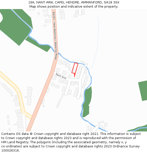 19A, NANT ARW, CAPEL HENDRE, AMMANFORD, SA18 3SX: Location map and indicative extent of plot