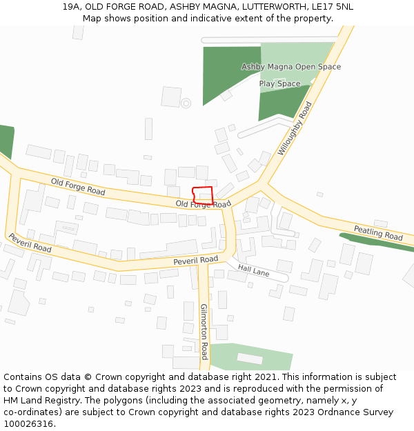 19A, OLD FORGE ROAD, ASHBY MAGNA, LUTTERWORTH, LE17 5NL: Location map and indicative extent of plot