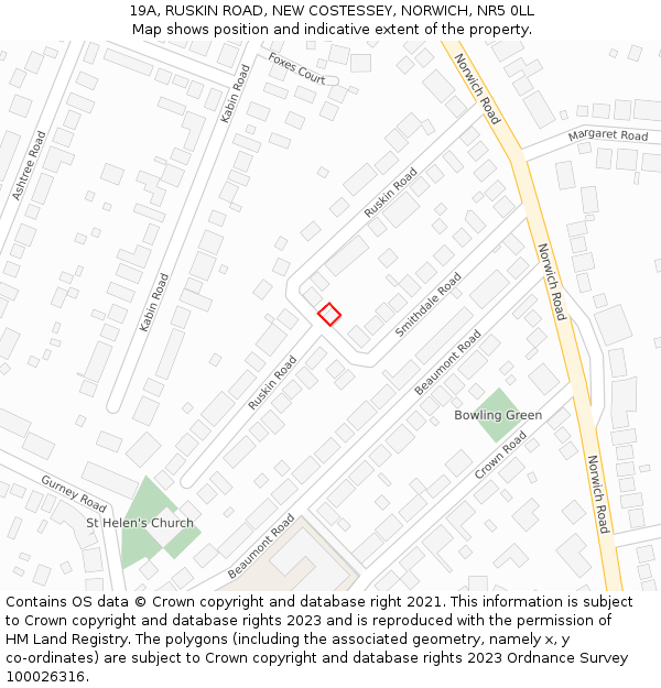 19A, RUSKIN ROAD, NEW COSTESSEY, NORWICH, NR5 0LL: Location map and indicative extent of plot