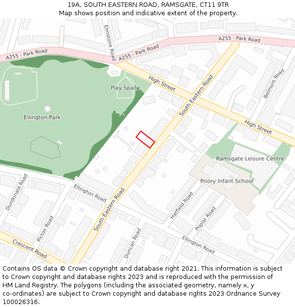 19A, SOUTH EASTERN ROAD, RAMSGATE, CT11 9TR: Location map and indicative extent of plot