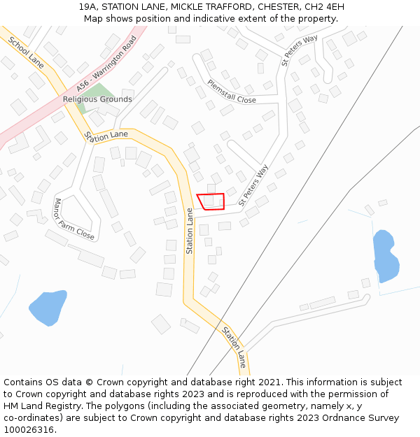 19A, STATION LANE, MICKLE TRAFFORD, CHESTER, CH2 4EH: Location map and indicative extent of plot