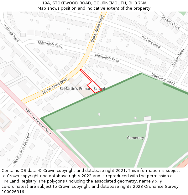 19A, STOKEWOOD ROAD, BOURNEMOUTH, BH3 7NA: Location map and indicative extent of plot