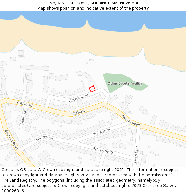 19A, VINCENT ROAD, SHERINGHAM, NR26 8BP: Location map and indicative extent of plot