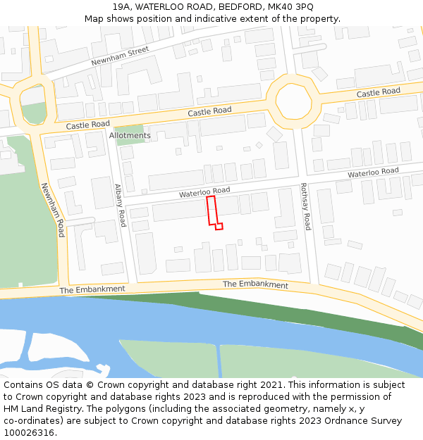 19A, WATERLOO ROAD, BEDFORD, MK40 3PQ: Location map and indicative extent of plot