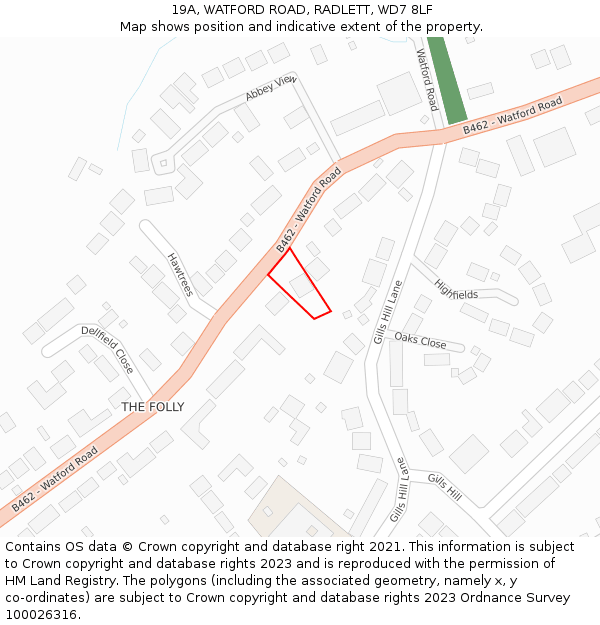 19A, WATFORD ROAD, RADLETT, WD7 8LF: Location map and indicative extent of plot