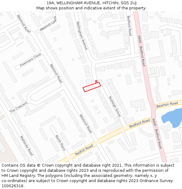 19A, WELLINGHAM AVENUE, HITCHIN, SG5 2UJ: Location map and indicative extent of plot