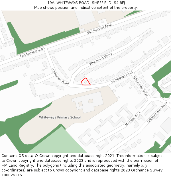 19A, WHITEWAYS ROAD, SHEFFIELD, S4 8FJ: Location map and indicative extent of plot