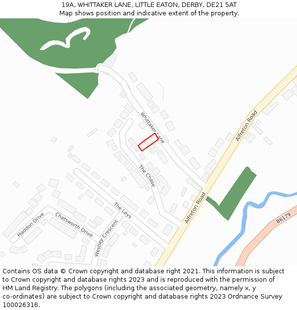 19A, WHITTAKER LANE, LITTLE EATON, DERBY, DE21 5AT: Location map and indicative extent of plot