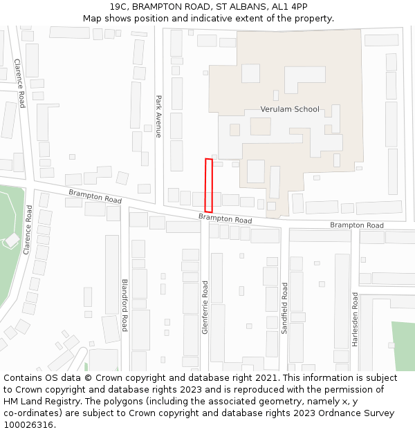 19C, BRAMPTON ROAD, ST ALBANS, AL1 4PP: Location map and indicative extent of plot