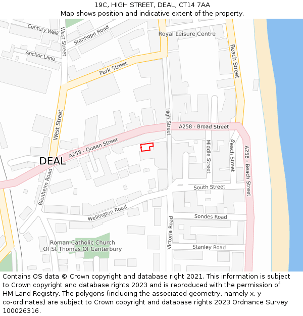 19C, HIGH STREET, DEAL, CT14 7AA: Location map and indicative extent of plot