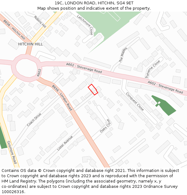 19C, LONDON ROAD, HITCHIN, SG4 9ET: Location map and indicative extent of plot
