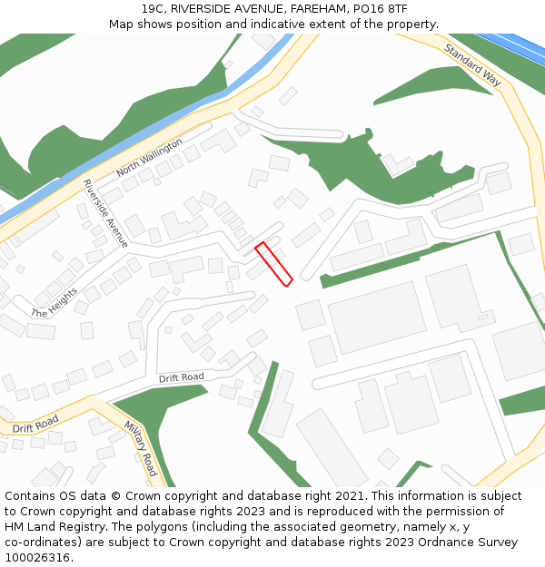 19C, RIVERSIDE AVENUE, FAREHAM, PO16 8TF: Location map and indicative extent of plot