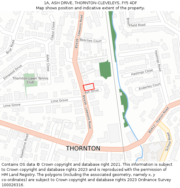 1A, ASH DRIVE, THORNTON-CLEVELEYS, FY5 4DF: Location map and indicative extent of plot