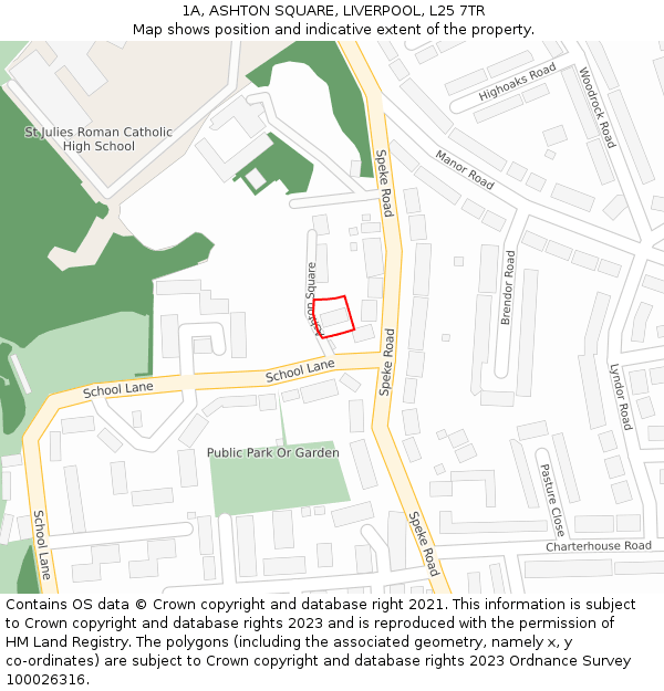 1A, ASHTON SQUARE, LIVERPOOL, L25 7TR: Location map and indicative extent of plot