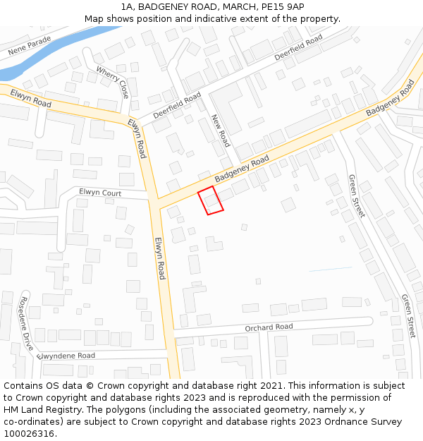 1A, BADGENEY ROAD, MARCH, PE15 9AP: Location map and indicative extent of plot