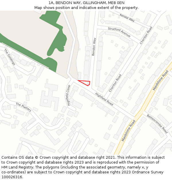 1A, BENDON WAY, GILLINGHAM, ME8 0EN: Location map and indicative extent of plot